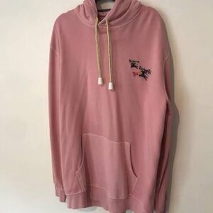 Authentic Burberry Pink Hooded Sweater with Rainbow Contrast Drawstrings